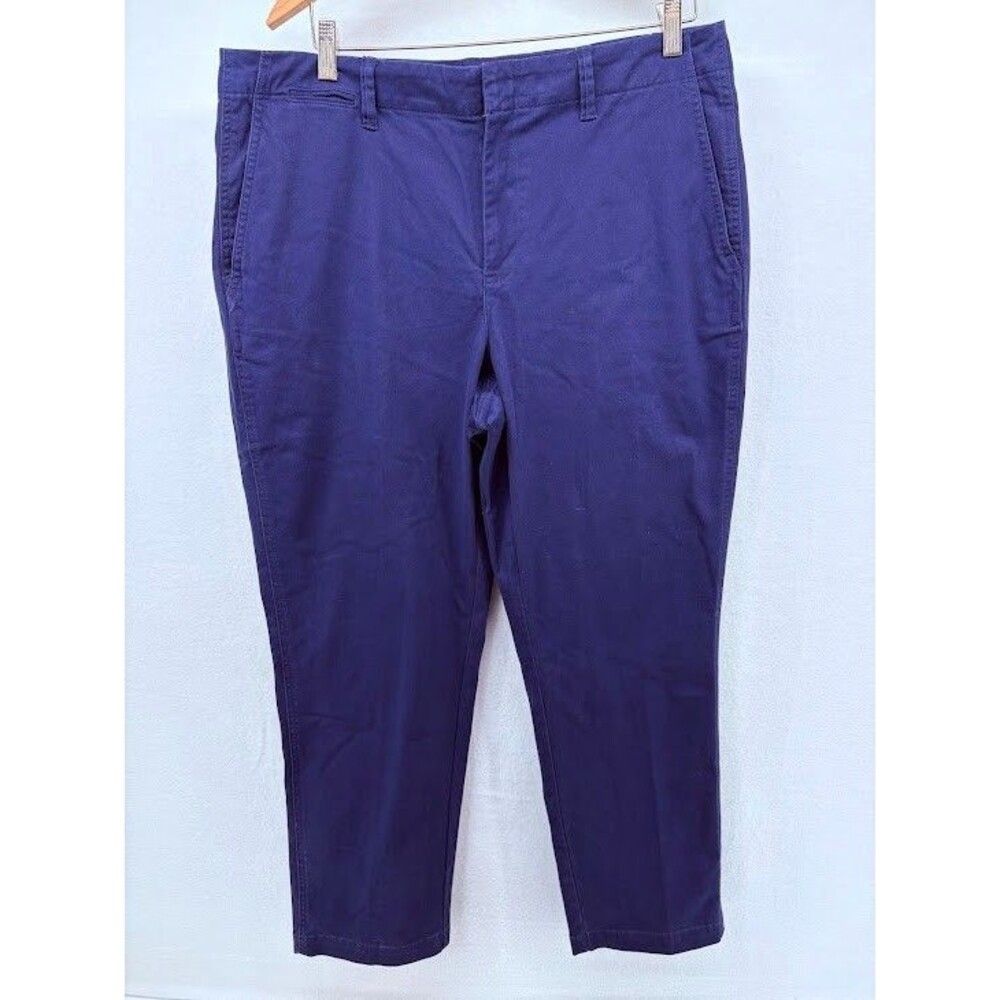 Land's‎ End Navy Blue Chino Pants Women's Size 16 Flat Front